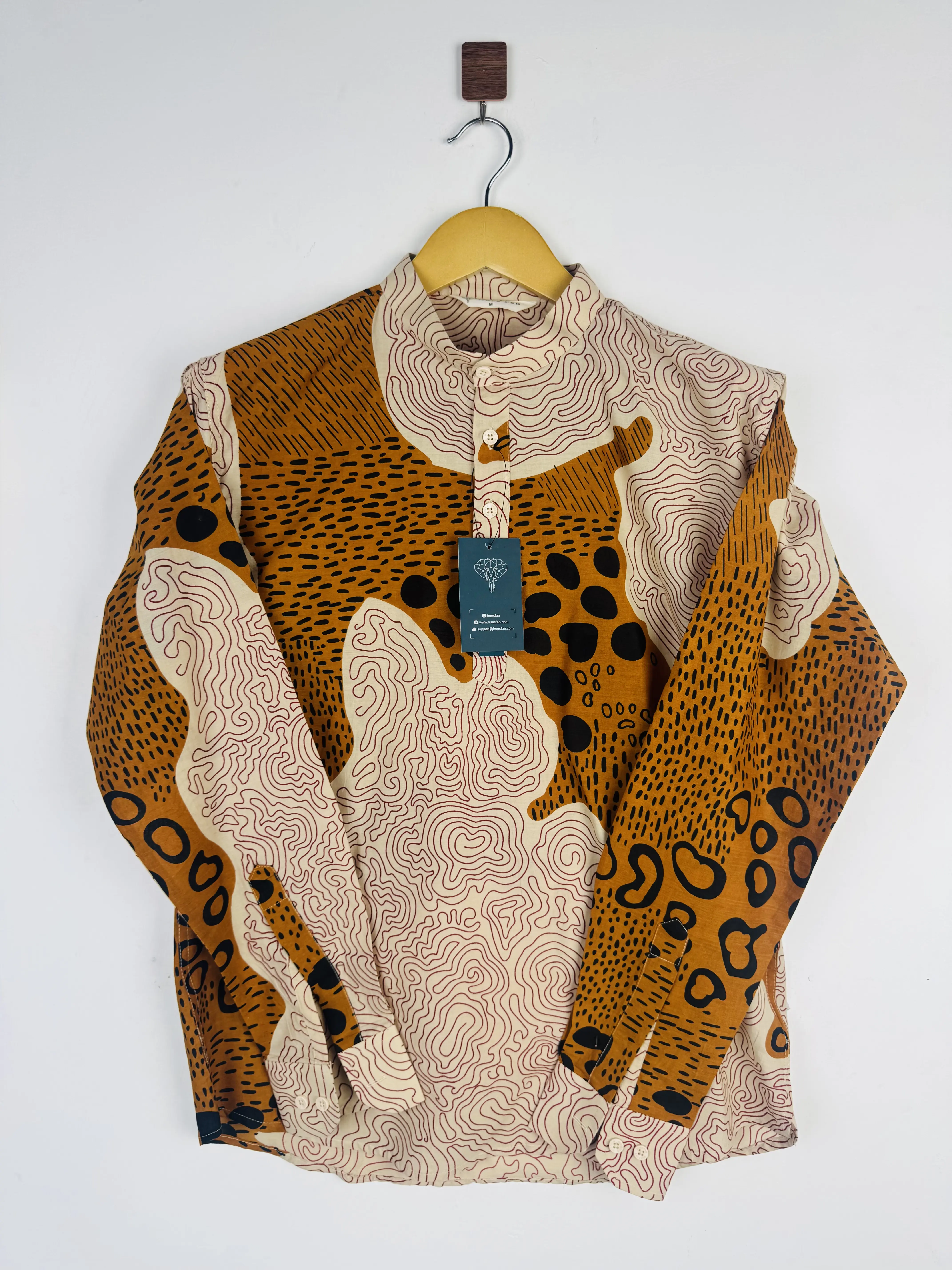 Beige Orange abstract short kurta - Image 2