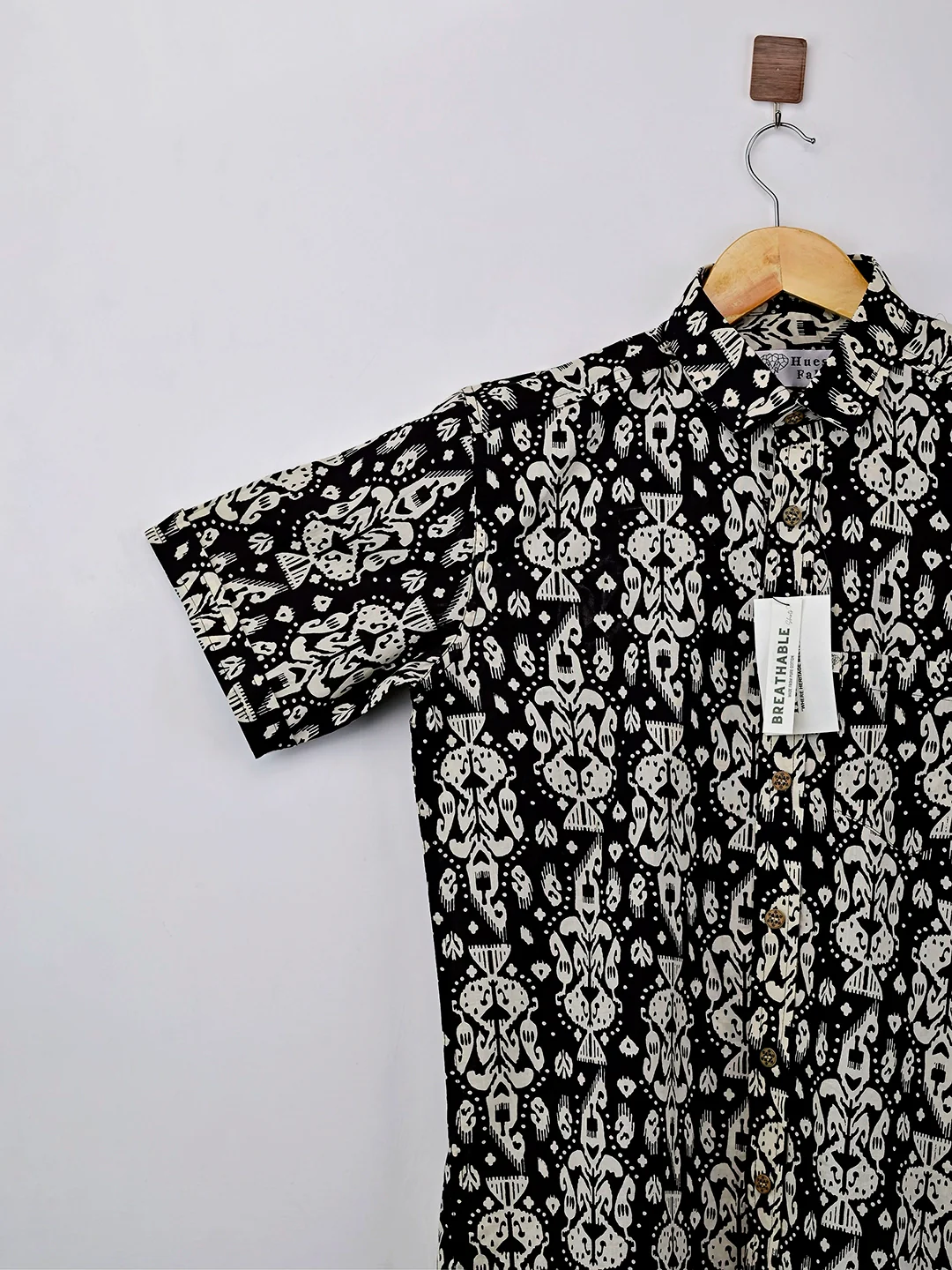 Black Cream Block Printed Half Sleeves Shirt