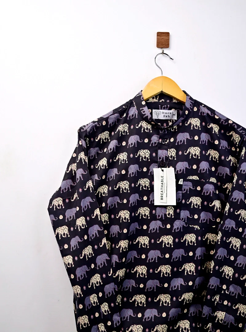 black elephant short kurta
