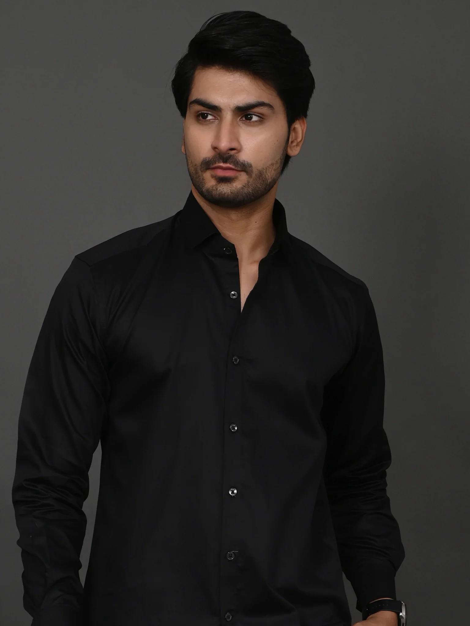 Black Elite Satin Shirt - Image 3