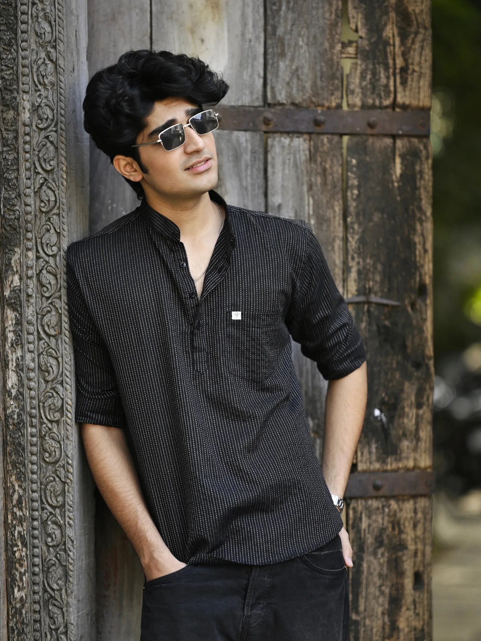 Black Kantha Short Kurta - Image 4