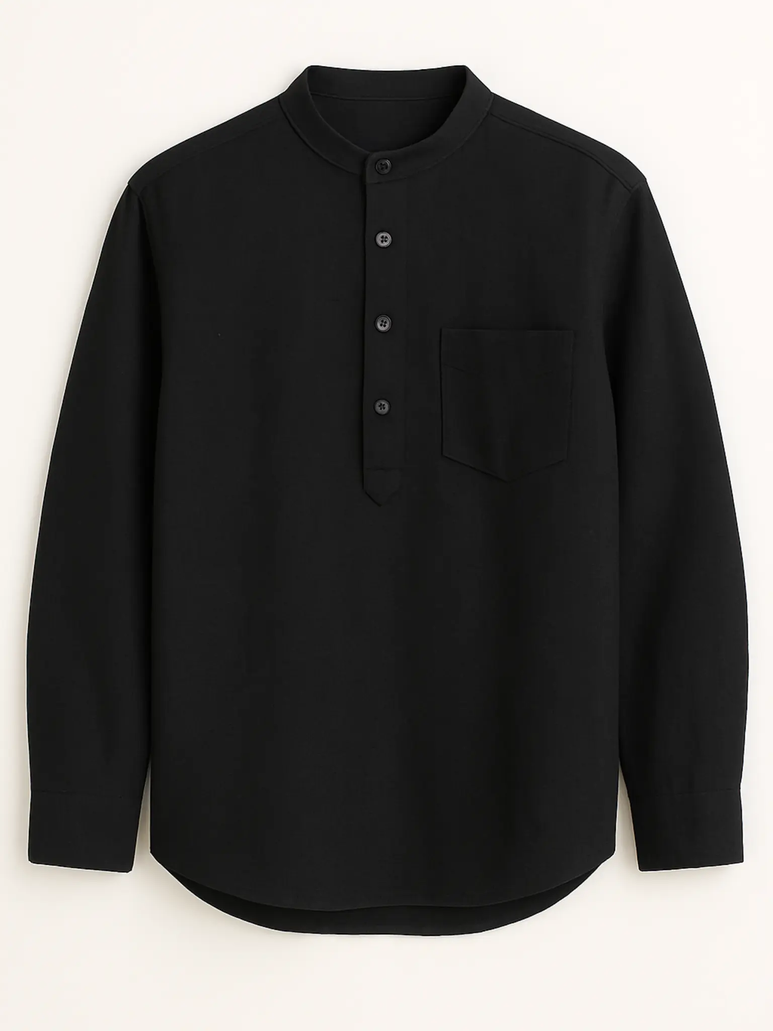 Black Linen Blend textured Short Kurta - Image 4