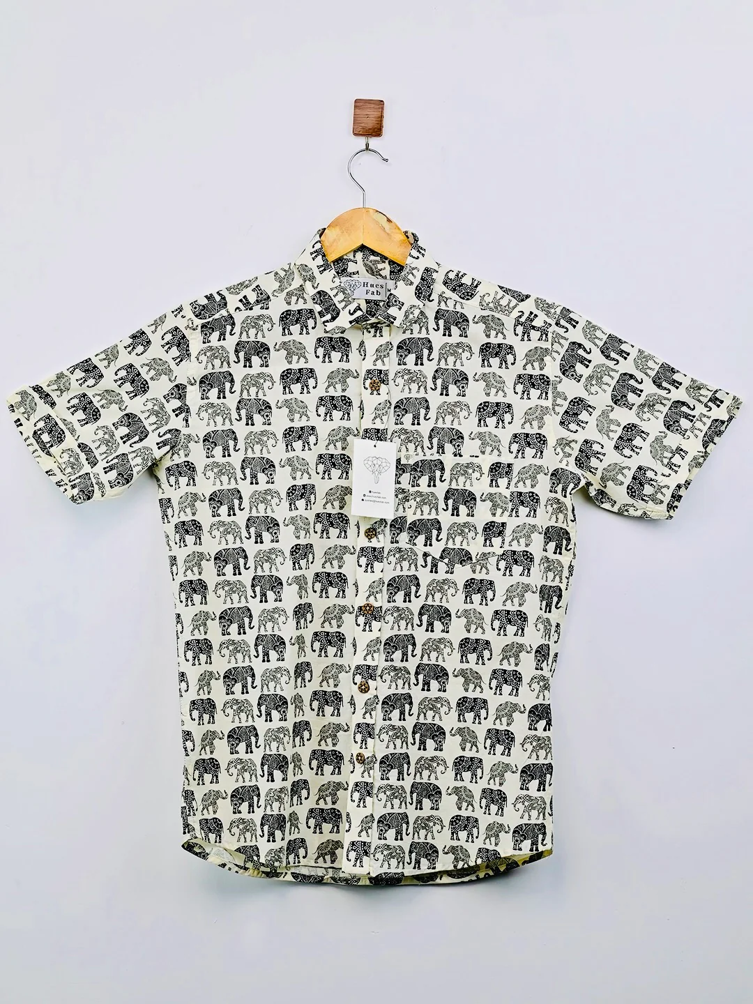 Black Multicolour Elephant Half-Sleeves Shirt - Image 2