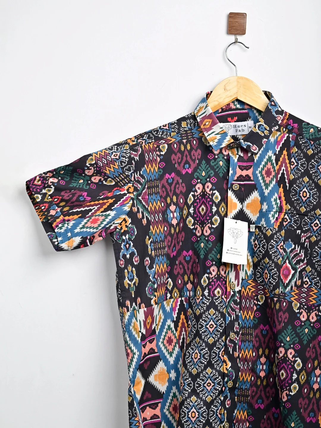 black patchwork half sleeve shirt