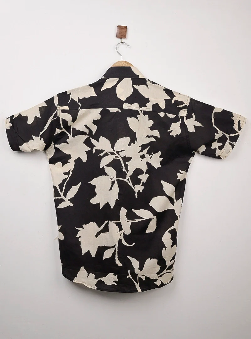 Black Petal Half Sleeves Shirt - Image 3