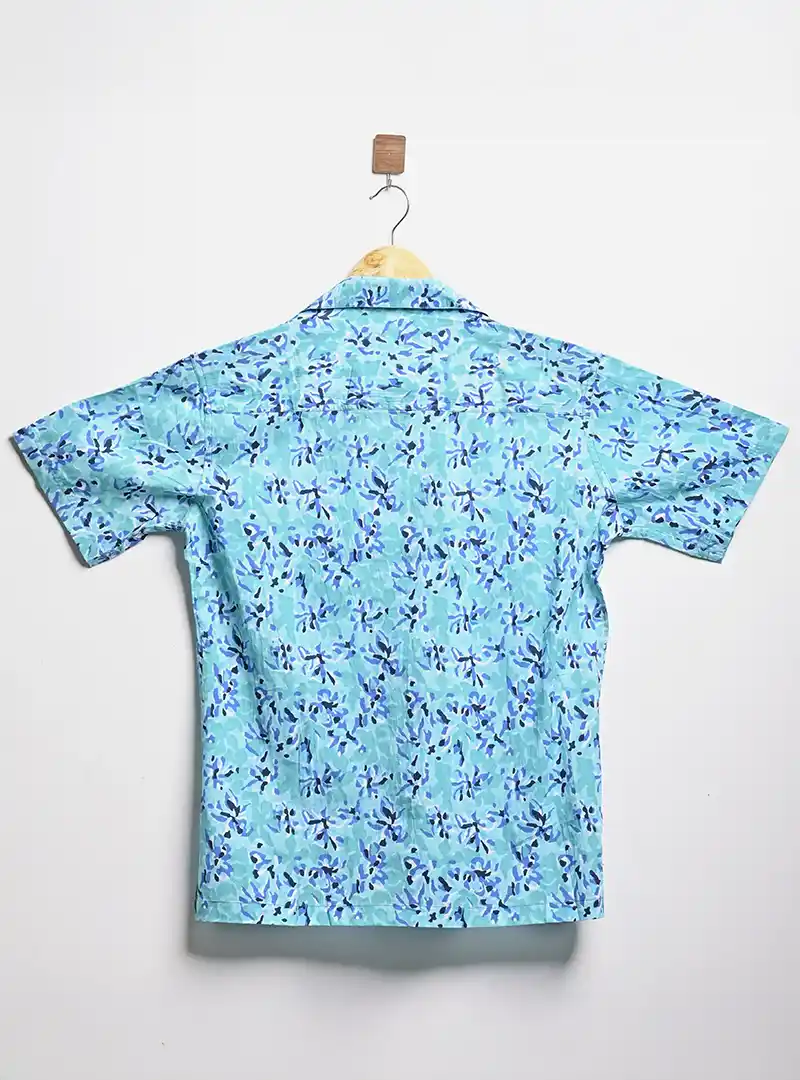 Blue Abstract Cuban Collar Resort Shirt - Image 3
