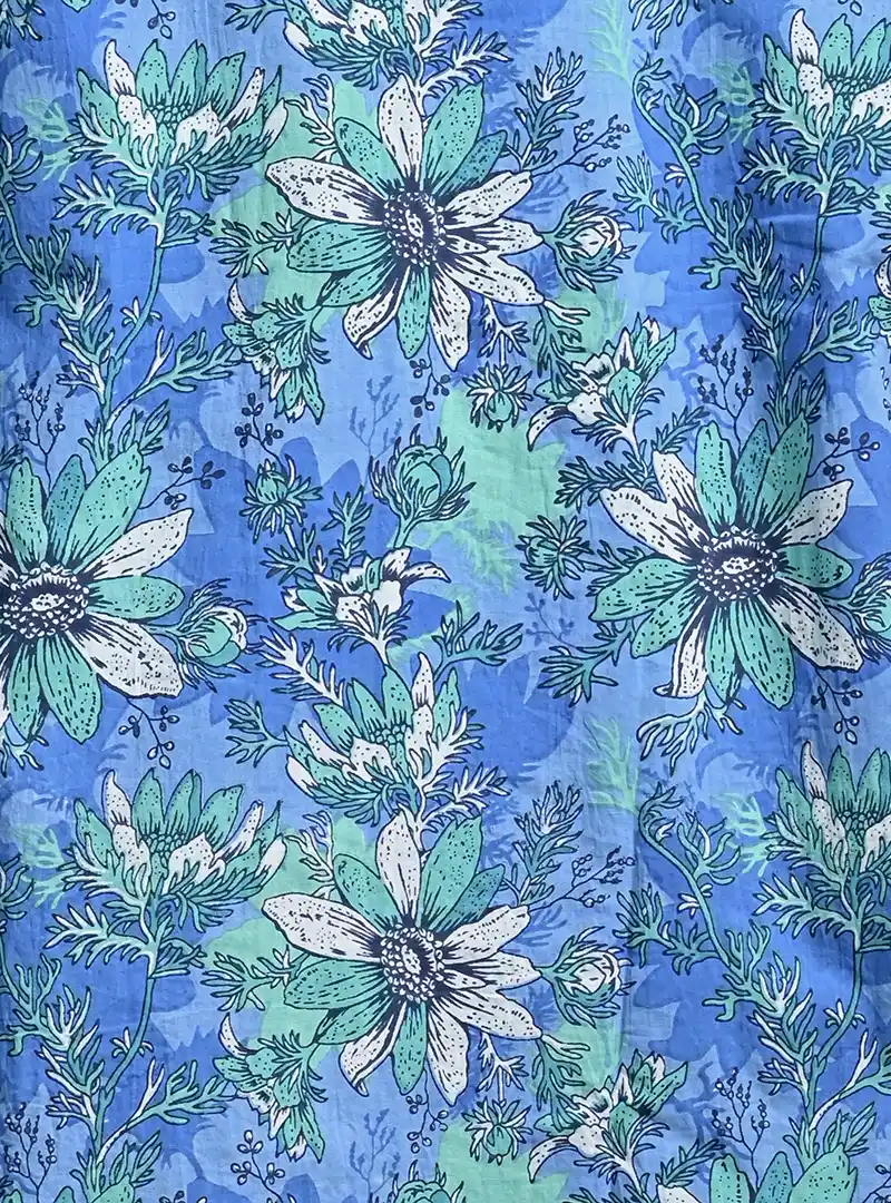 Blue Tropical Printed Cuban Collar Resort Shirt - Image 4