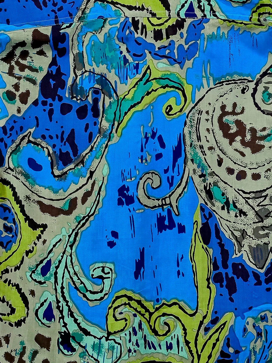 Blue Grey Abstract Half-Sleeves Shirt - Image 4