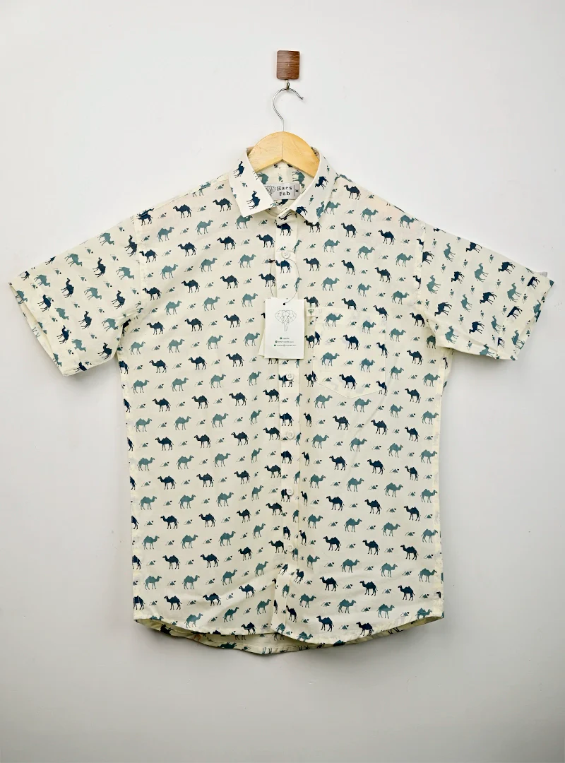 Camel Carvan Printed Half Sleeves Shirt - Image 2