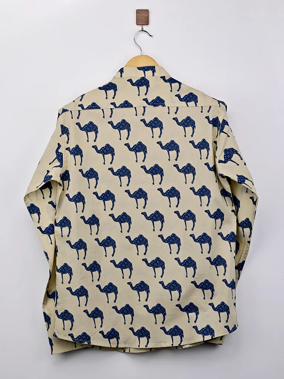 cream blue camel printed short kurta - Image 3