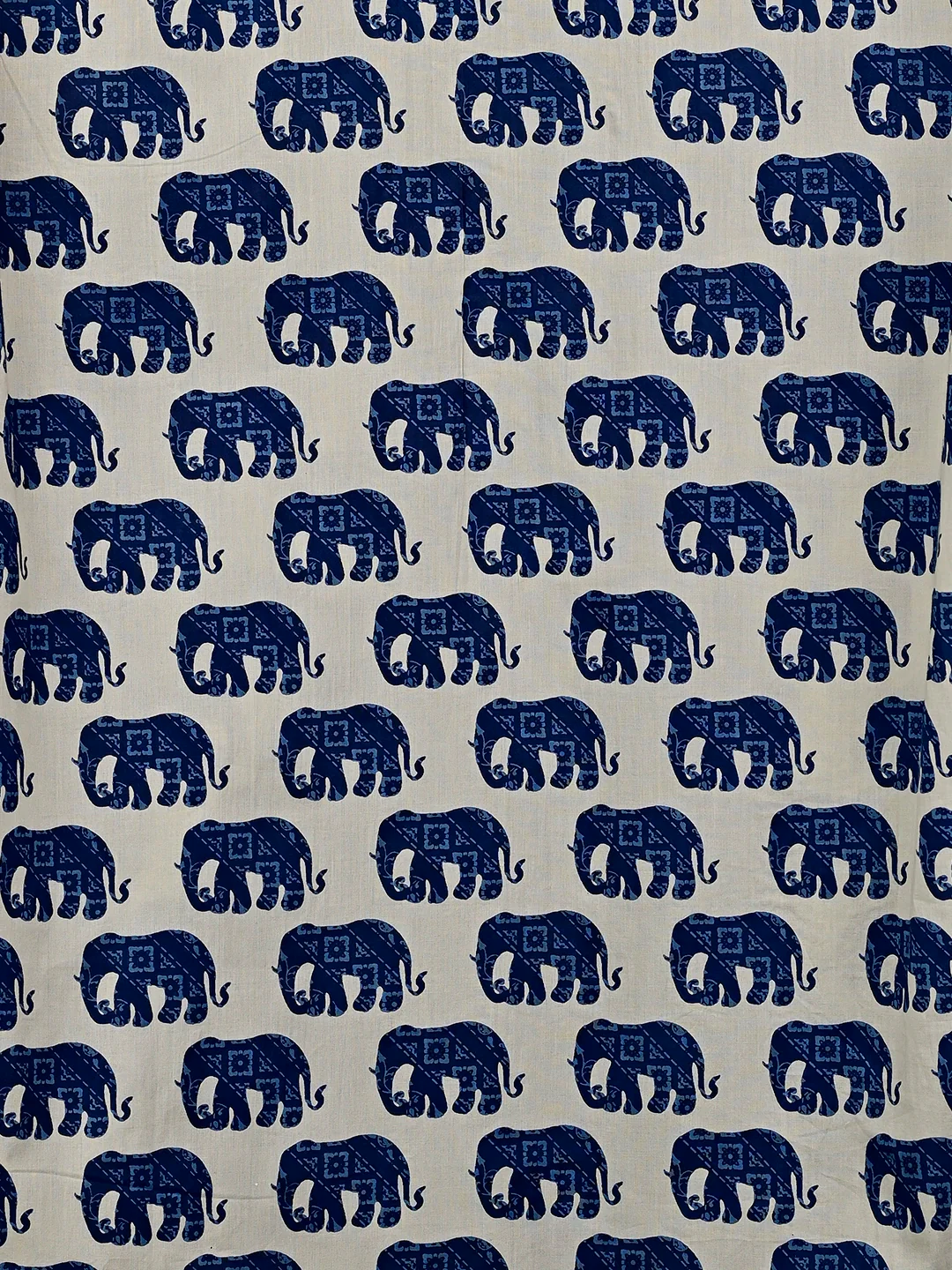 cream blue elephant printed short kurta - Image 8