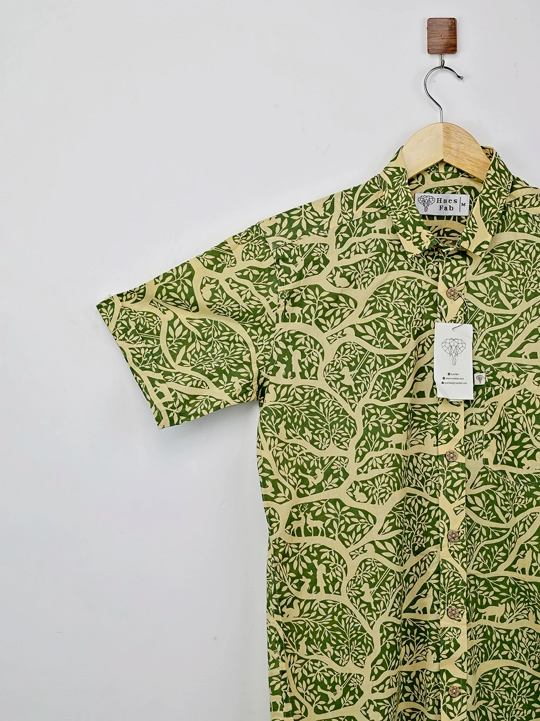 Cream green Jungle Printed Half Sleeves Shirt