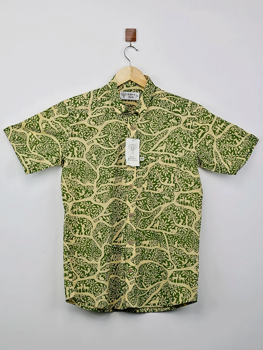 Cream green Jungle Printed Half Sleeves Shirt - Image 2