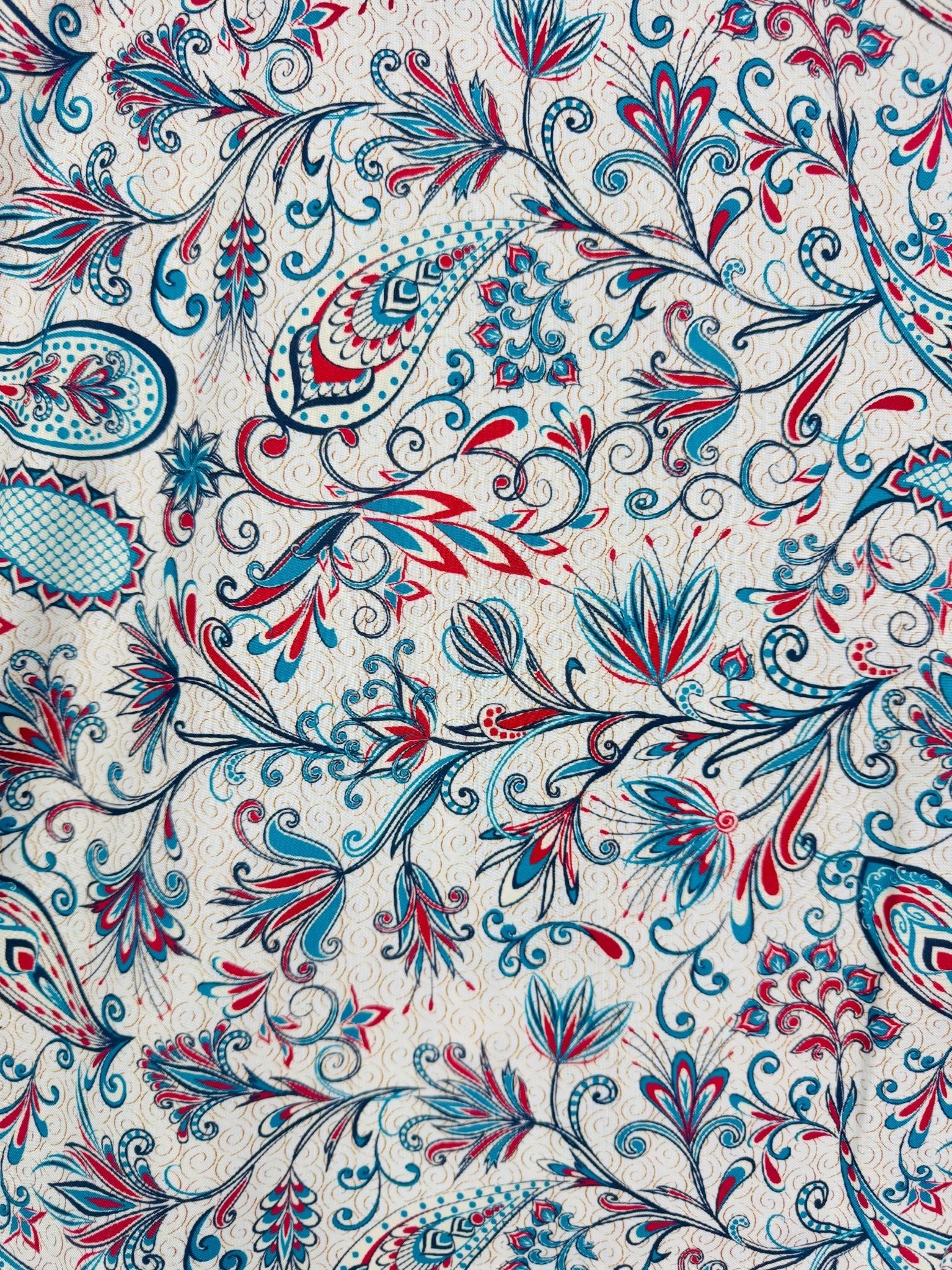 Cream Royal Paisley Cuban Collar Shirt - Image 4