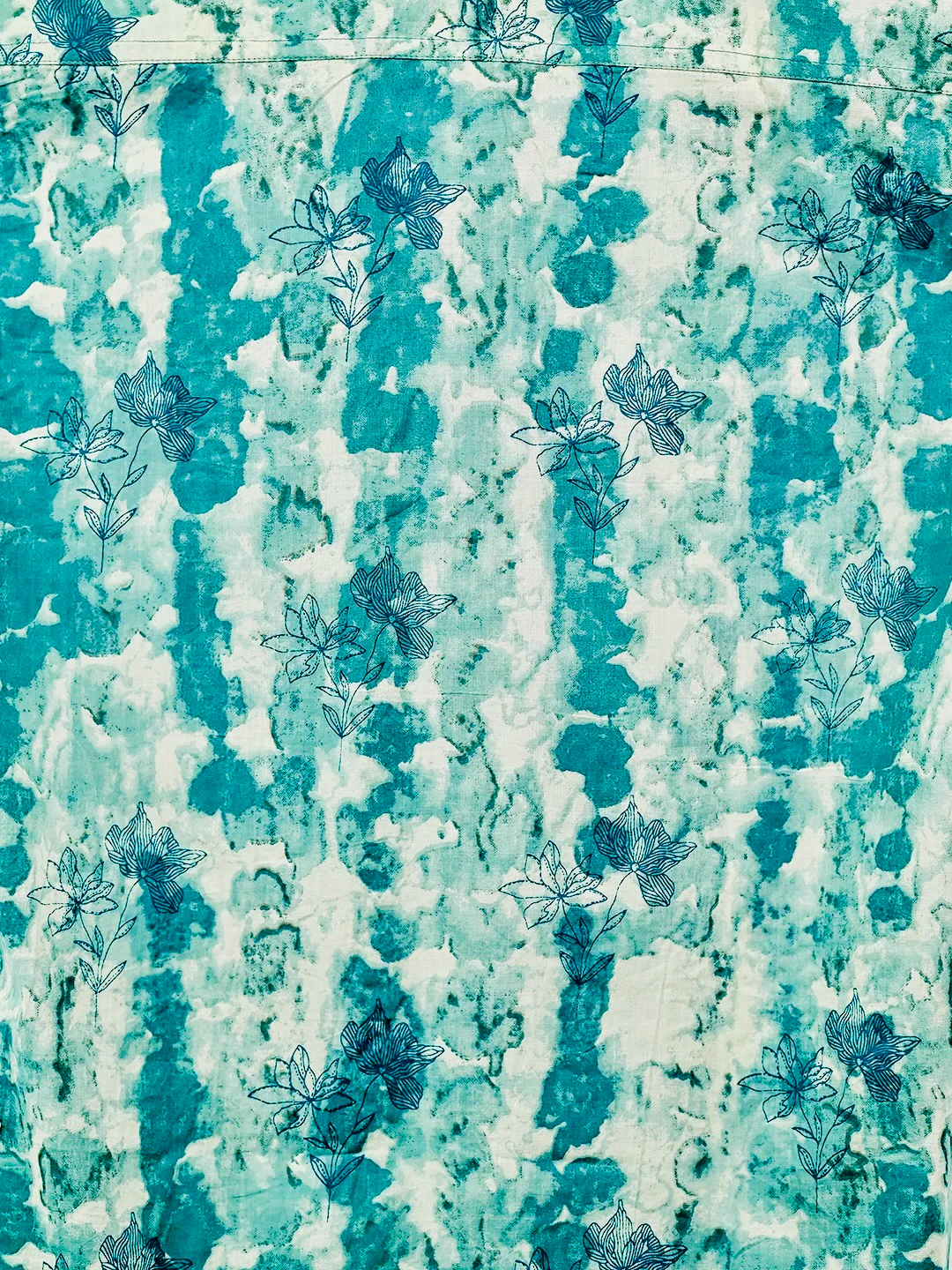 Cyan Floral Half-Sleeves Shirt - Image 4