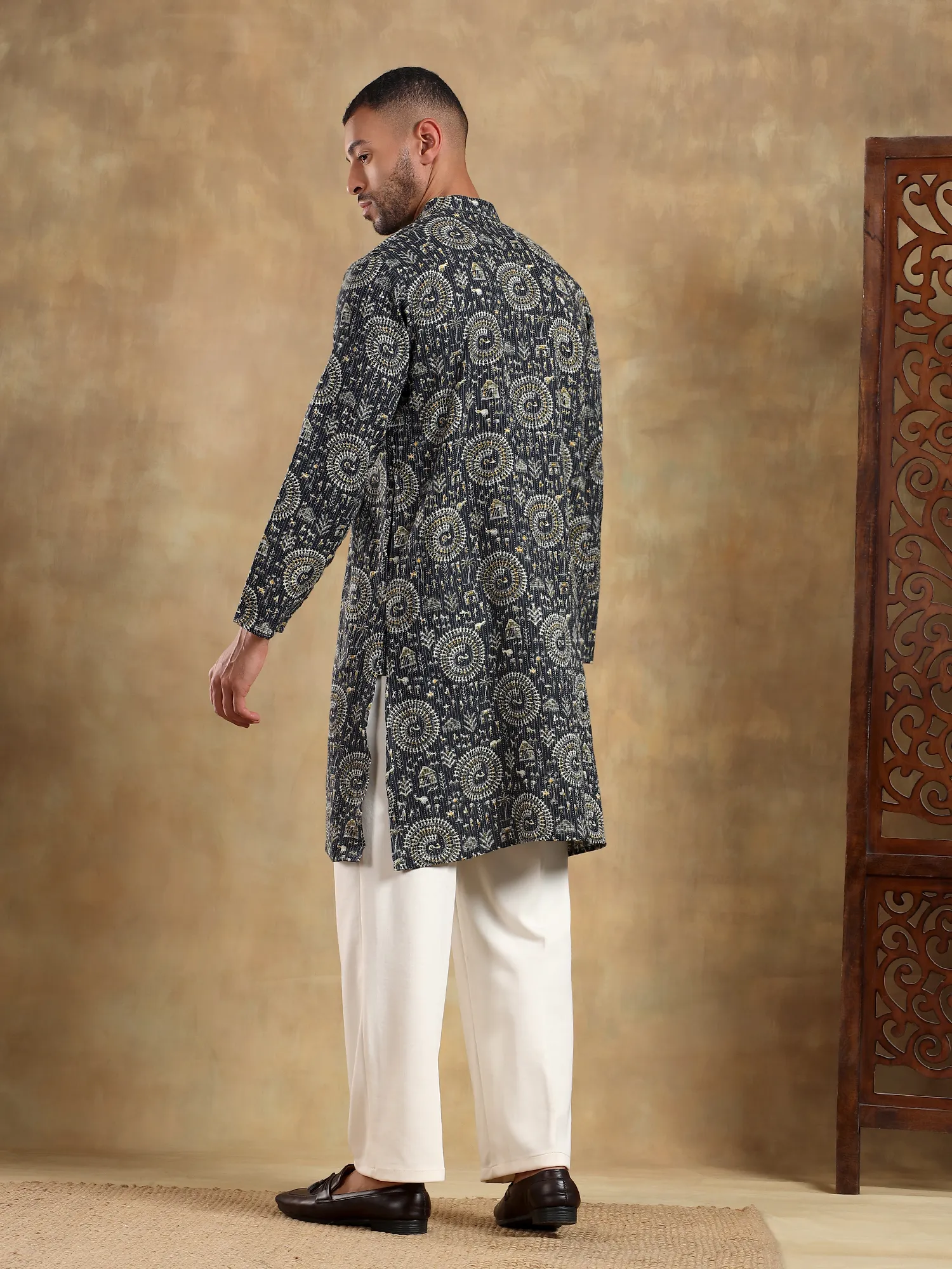 Dusk Kantha Printed Long Kurta & pyjama set - Image 2
