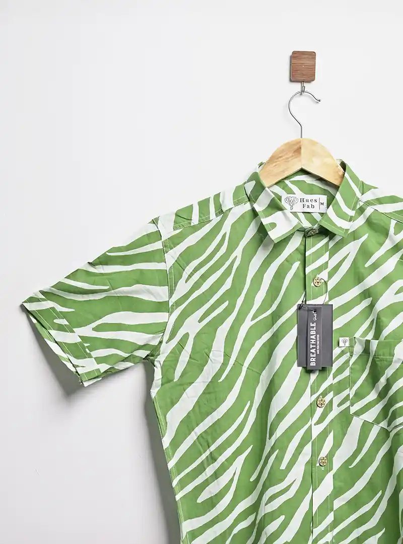 green stripes half sleeves shirt