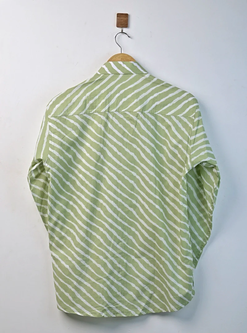 Green Wave Stripe Full Sleeves Shirt - Image 3