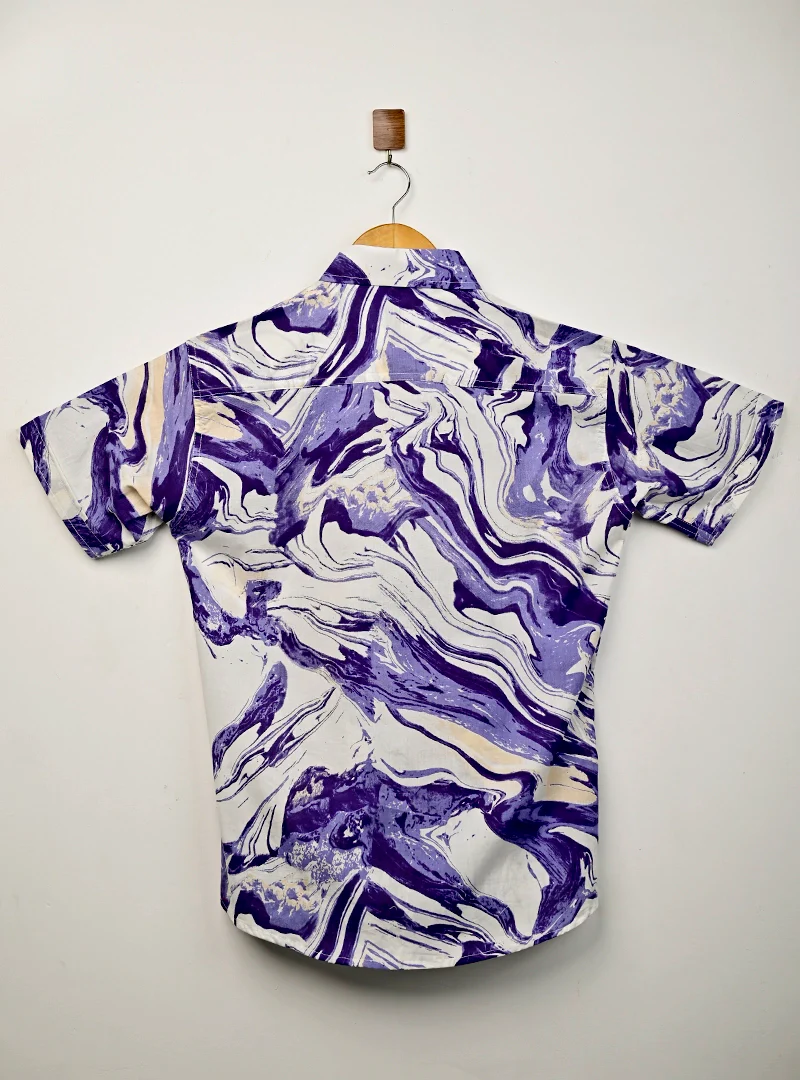Indigo Swirl Half Sleeves Shirt - Image 3