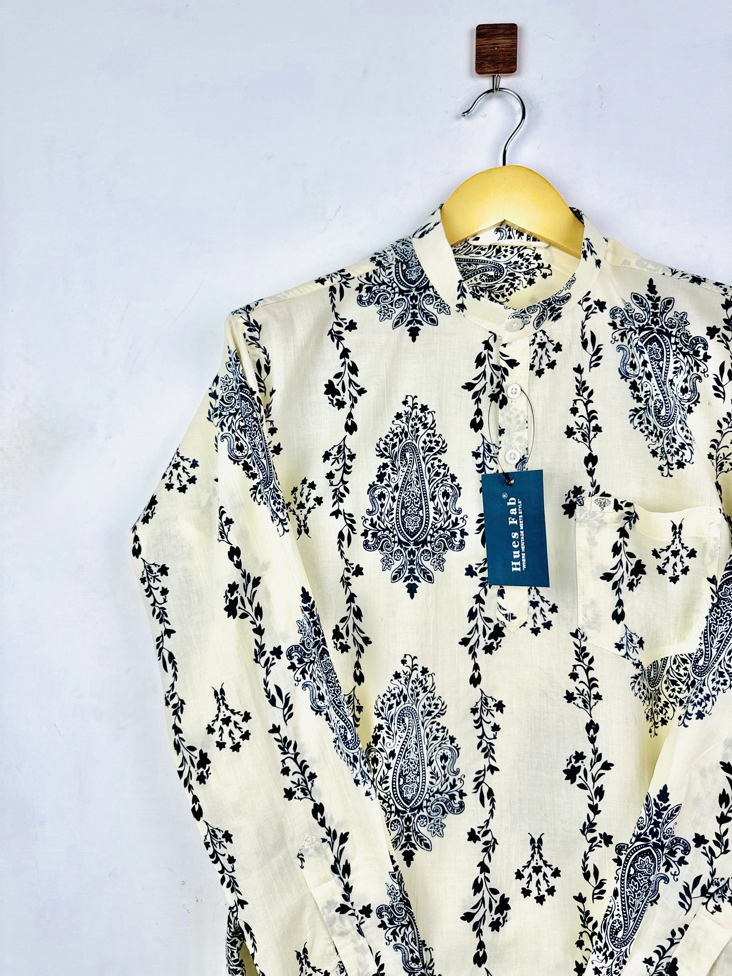 Ivory Indigo Short Kurta