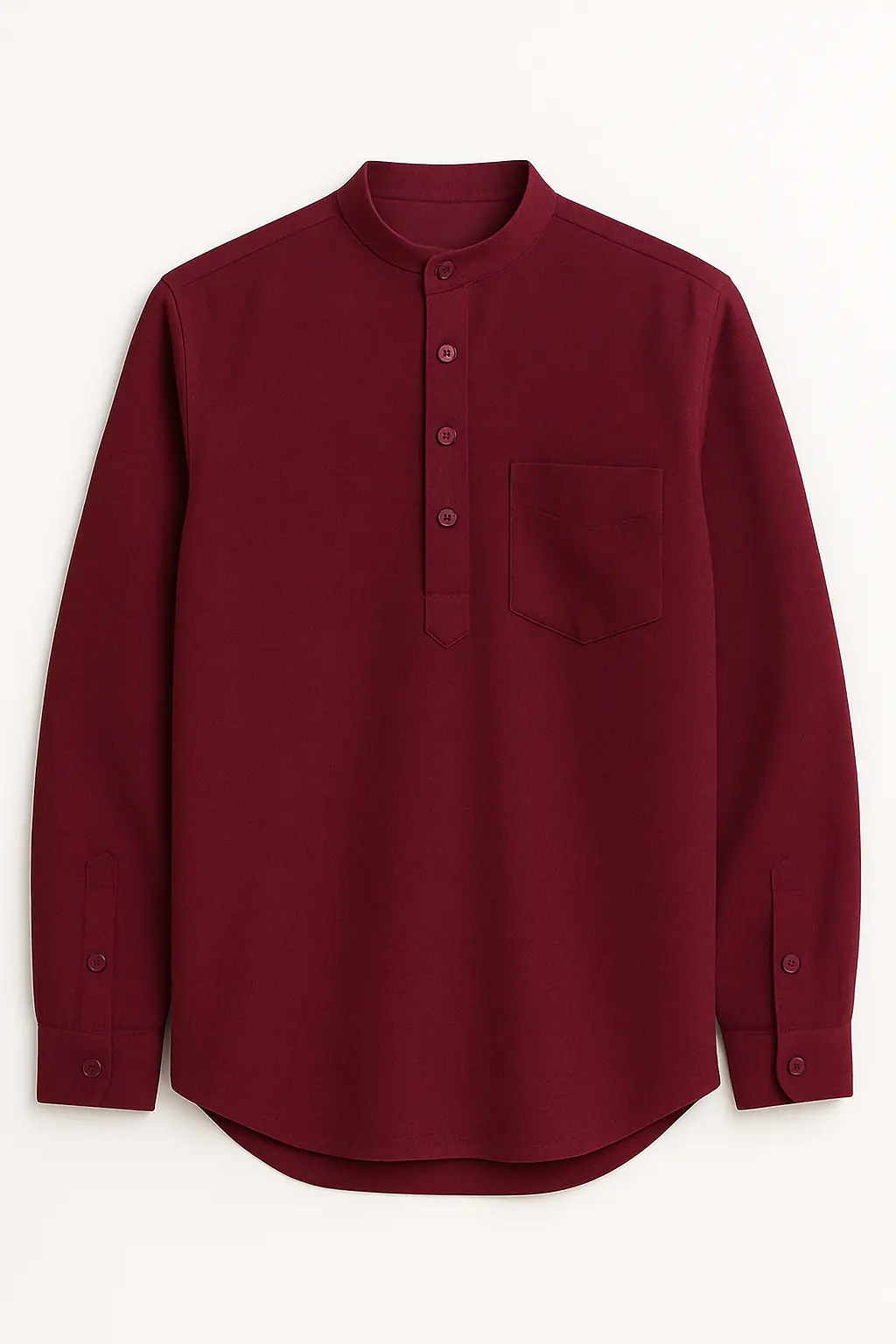 Maroon Linen Blend textured Short Kurta - Image 2