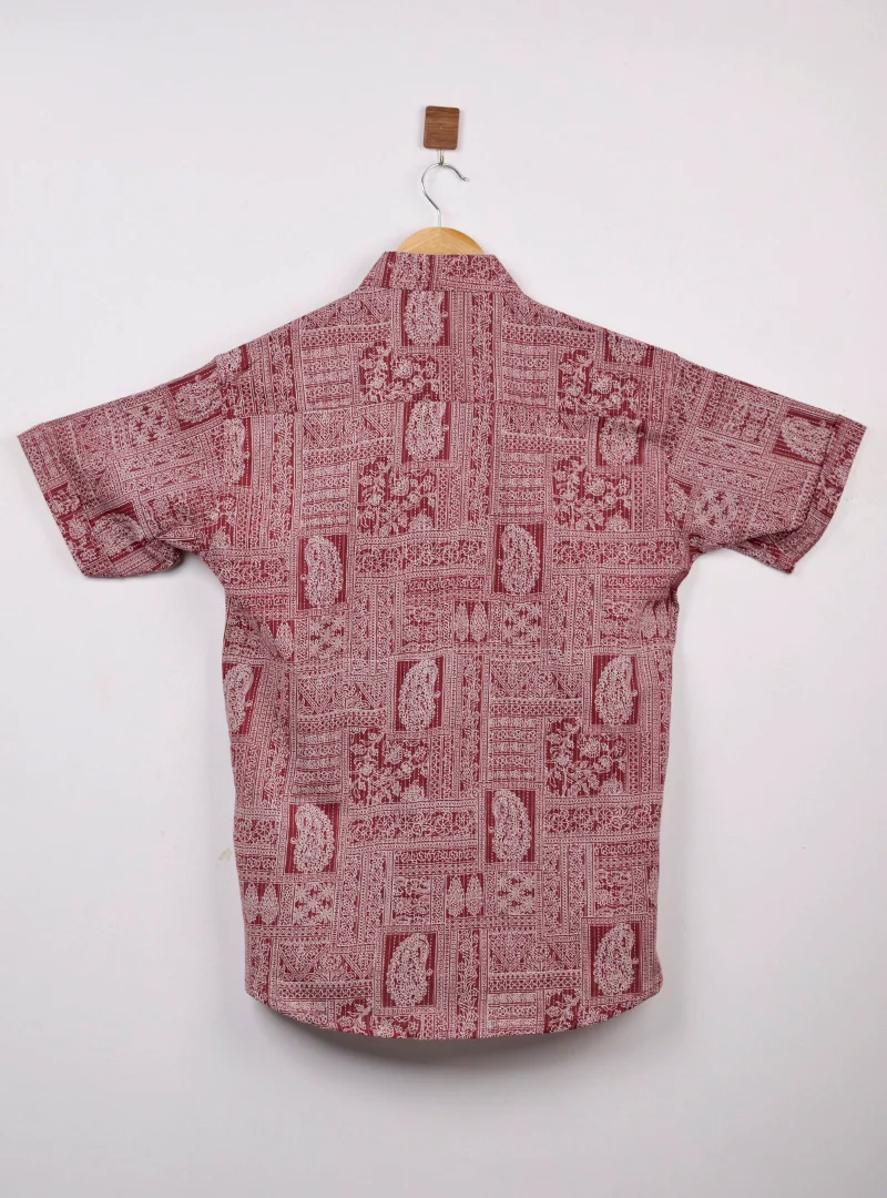 maroon Mandala Half Sleeves Shirt - Image 3