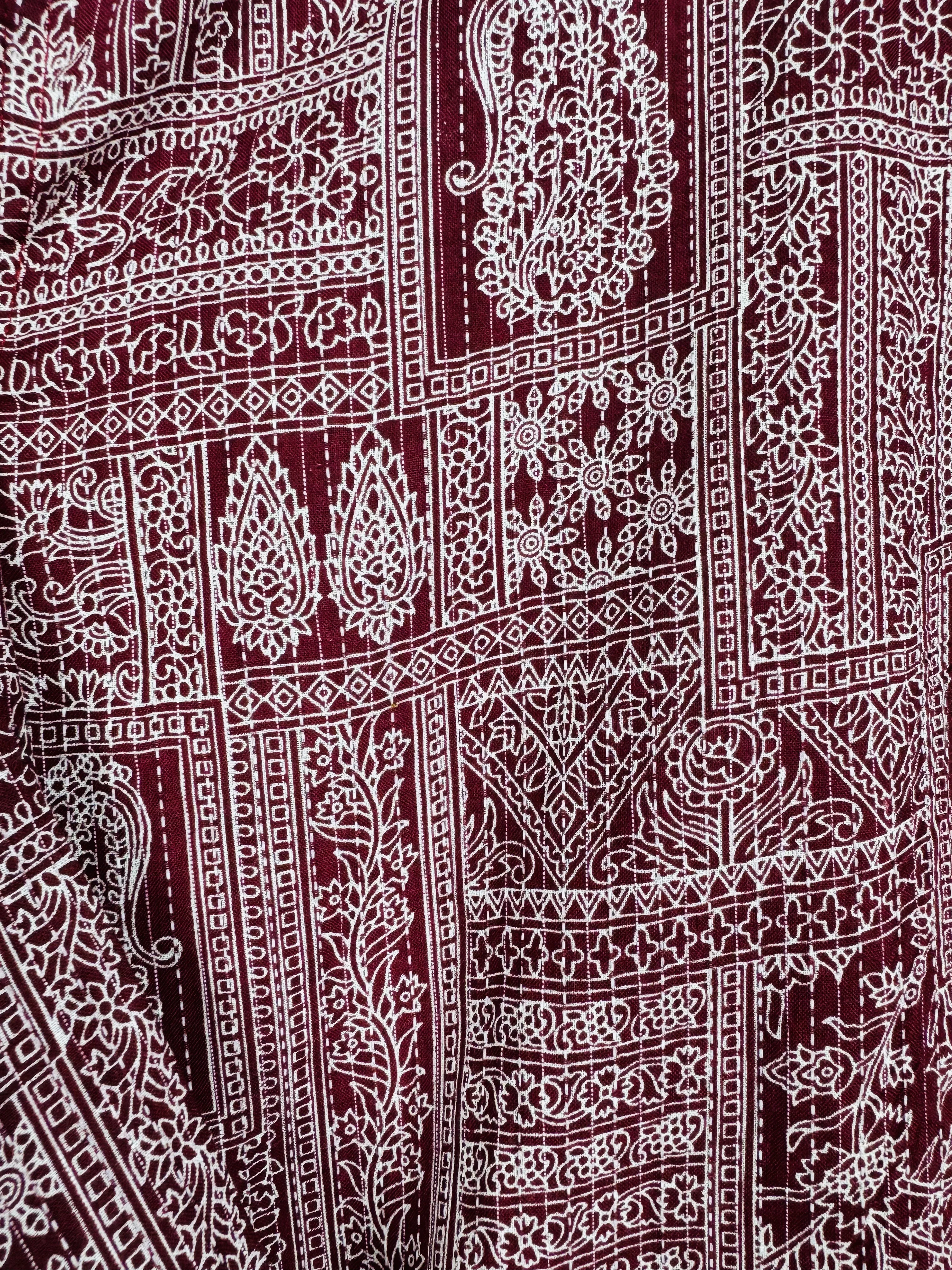 Maroon Mandala Kantha Short Kurta - Image 3