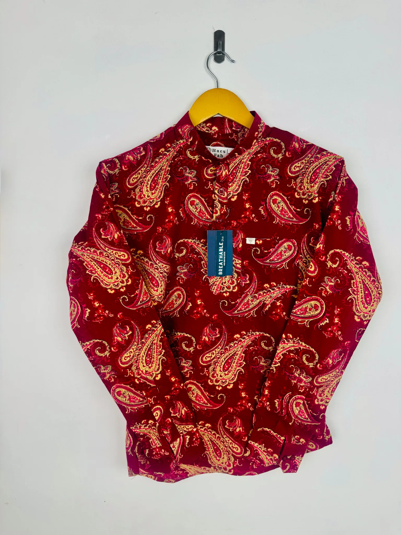 Maroon Paisley Printed short kurta - Image 2