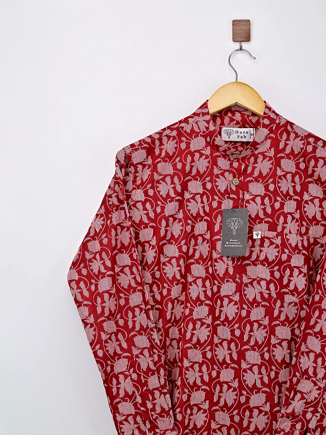 maroon white floral printed short kurta