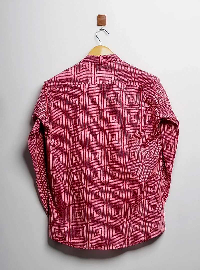 maroon white square short kurta - Image 3