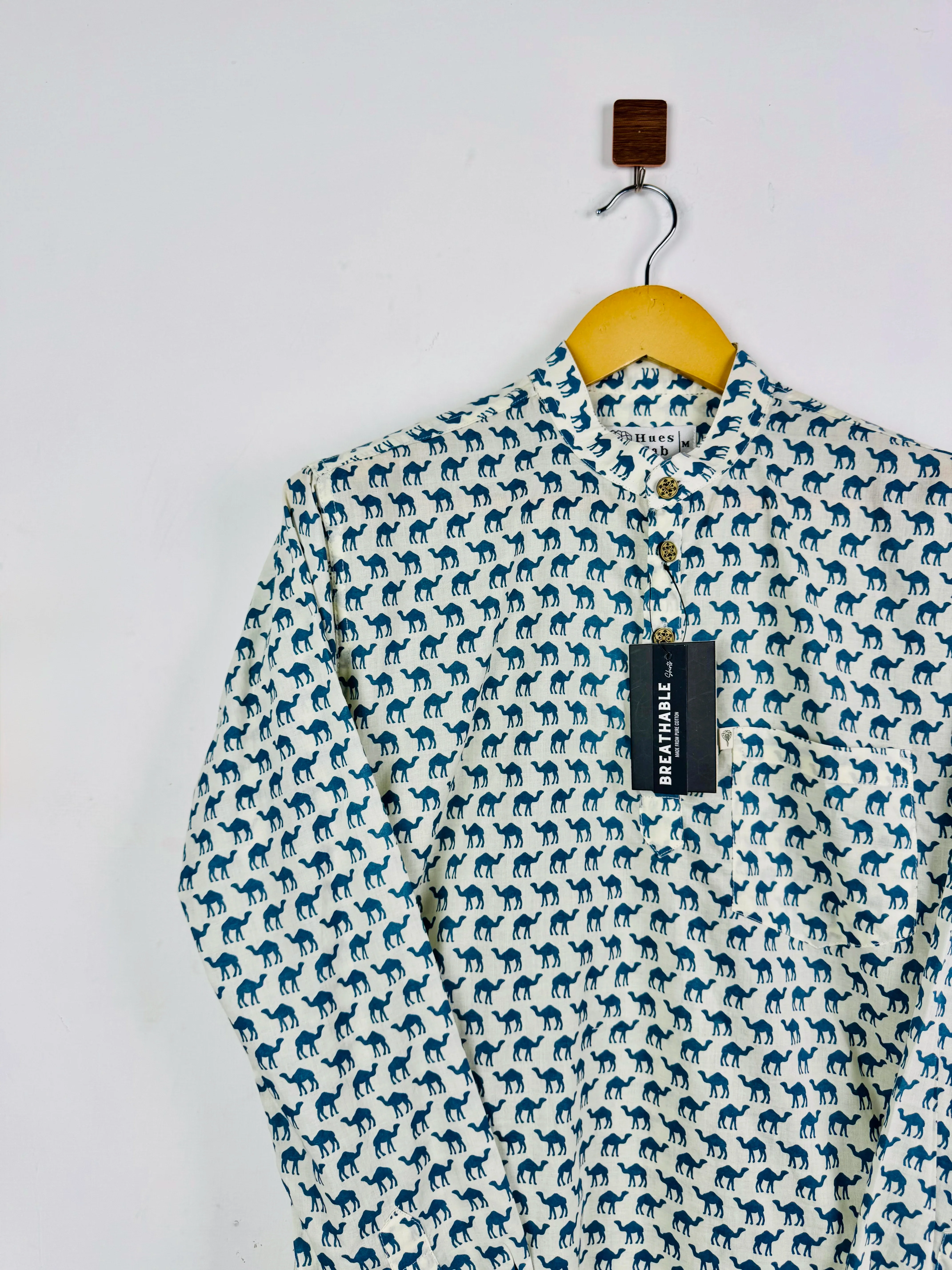 Micro Blue Camel Short Kurta
