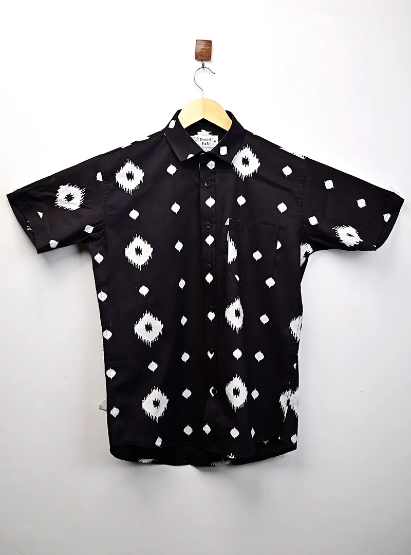 monochrome ikat half Sleeves Shirt - Image 2
