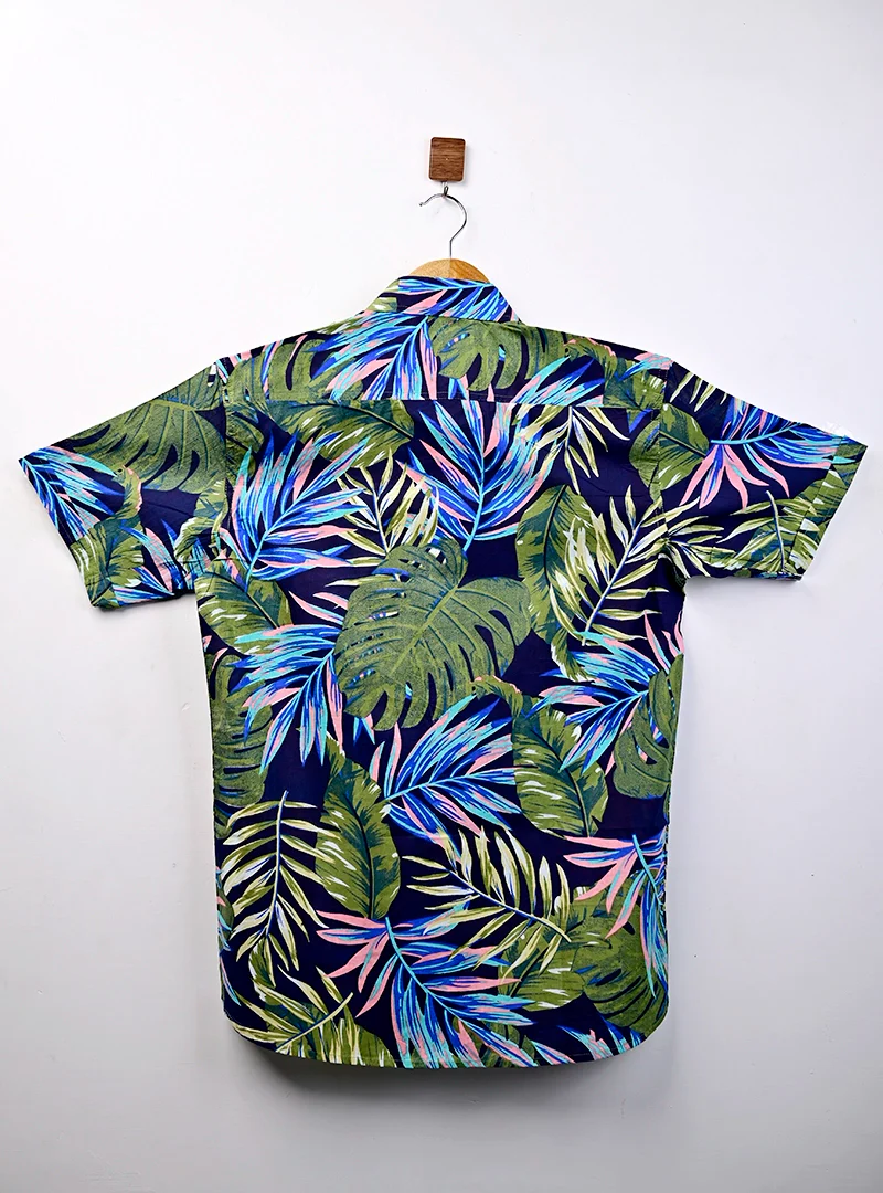 Multicolor Leaf Printed Half Sleeves Shirt - Image 3