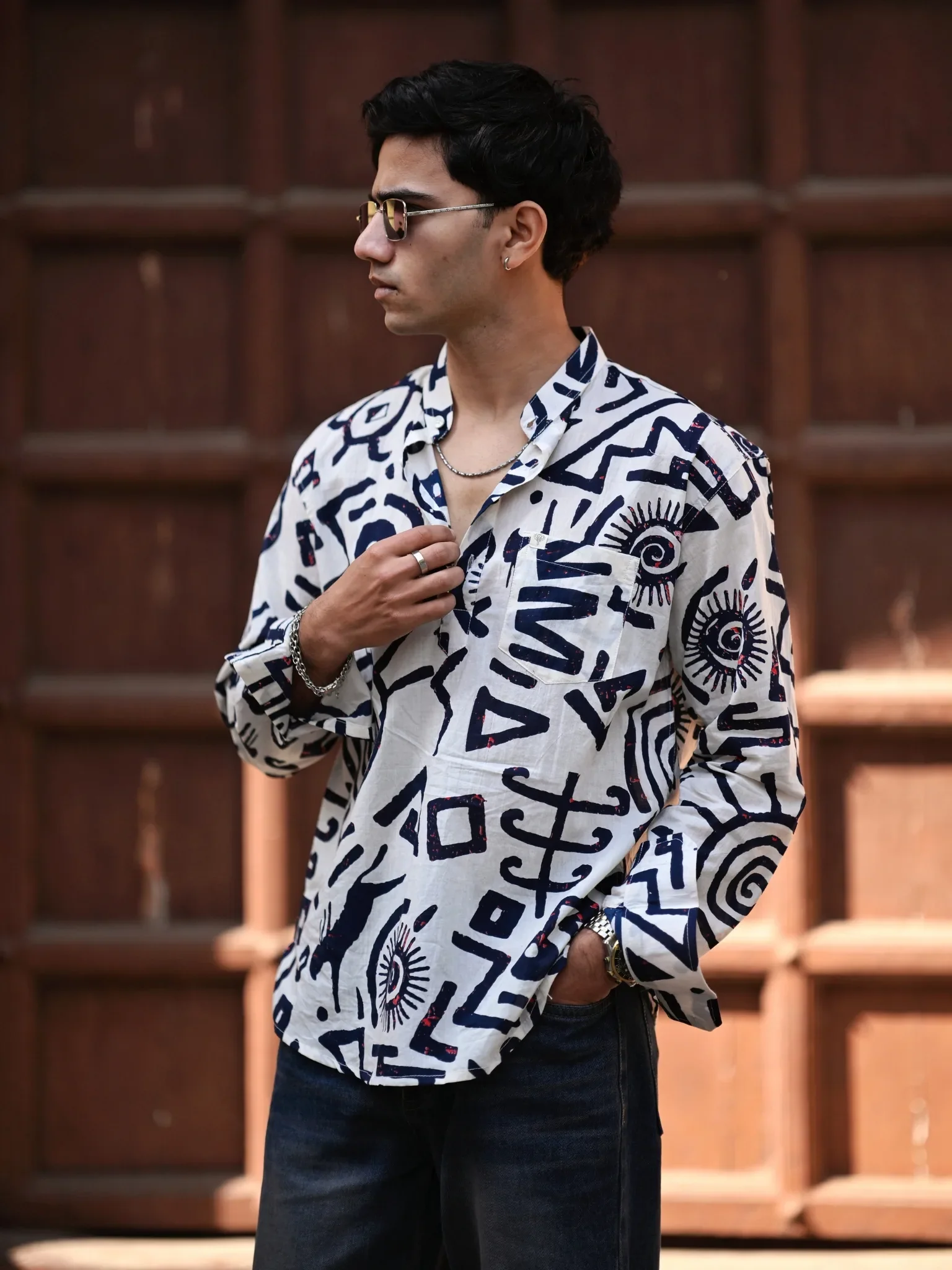 Navy Blue Celestial Printed Short Kurta - Image 3
