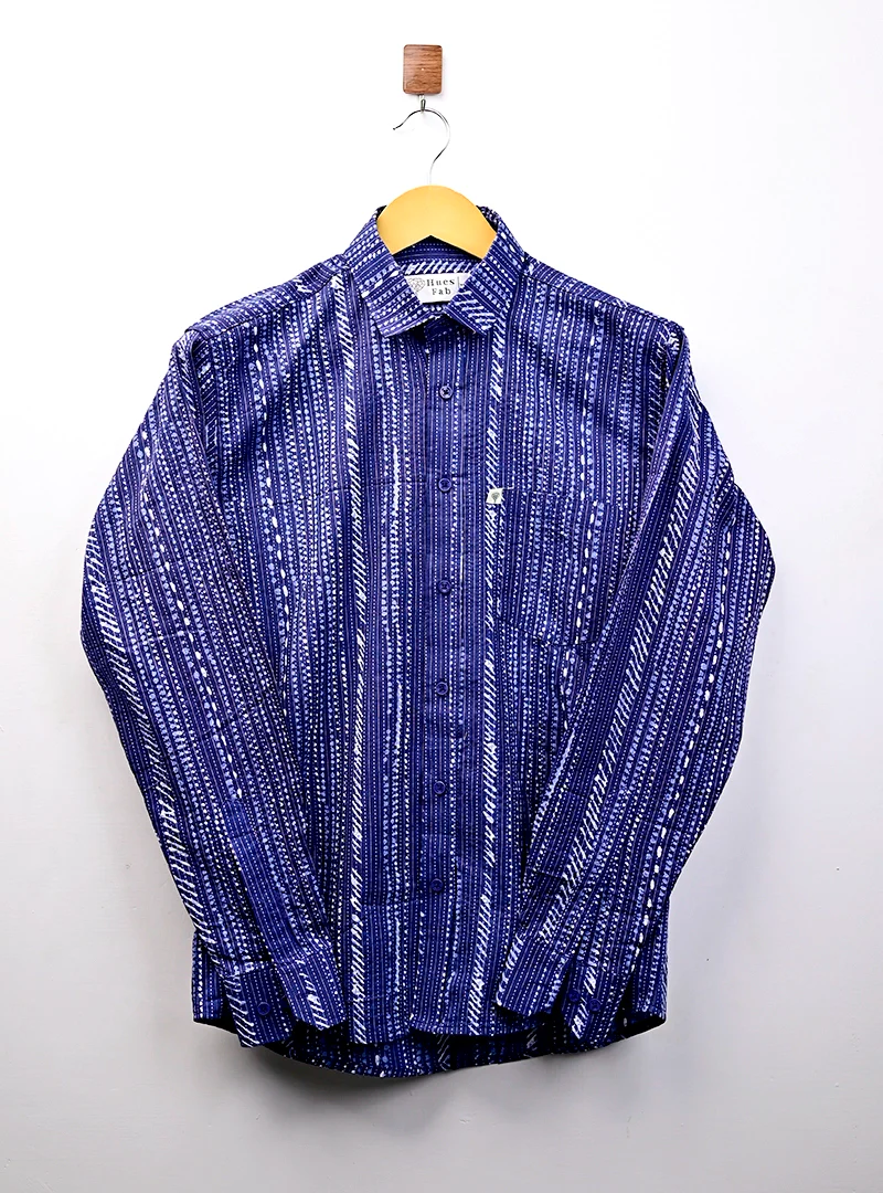 navy blue kantha Full Sleeves Shirt - Image 2