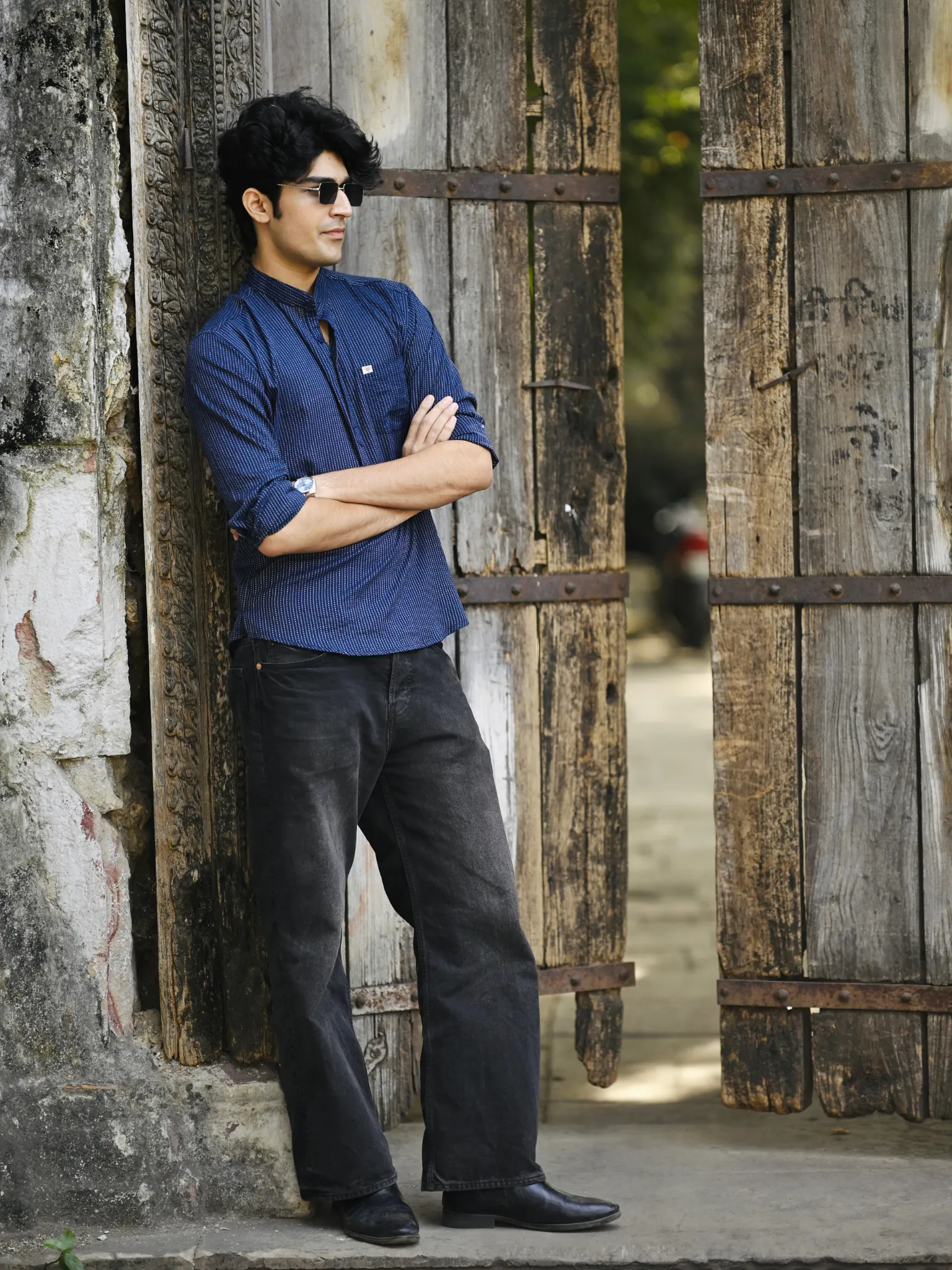 Navy Blue Kantha Short Kurta - Image 3