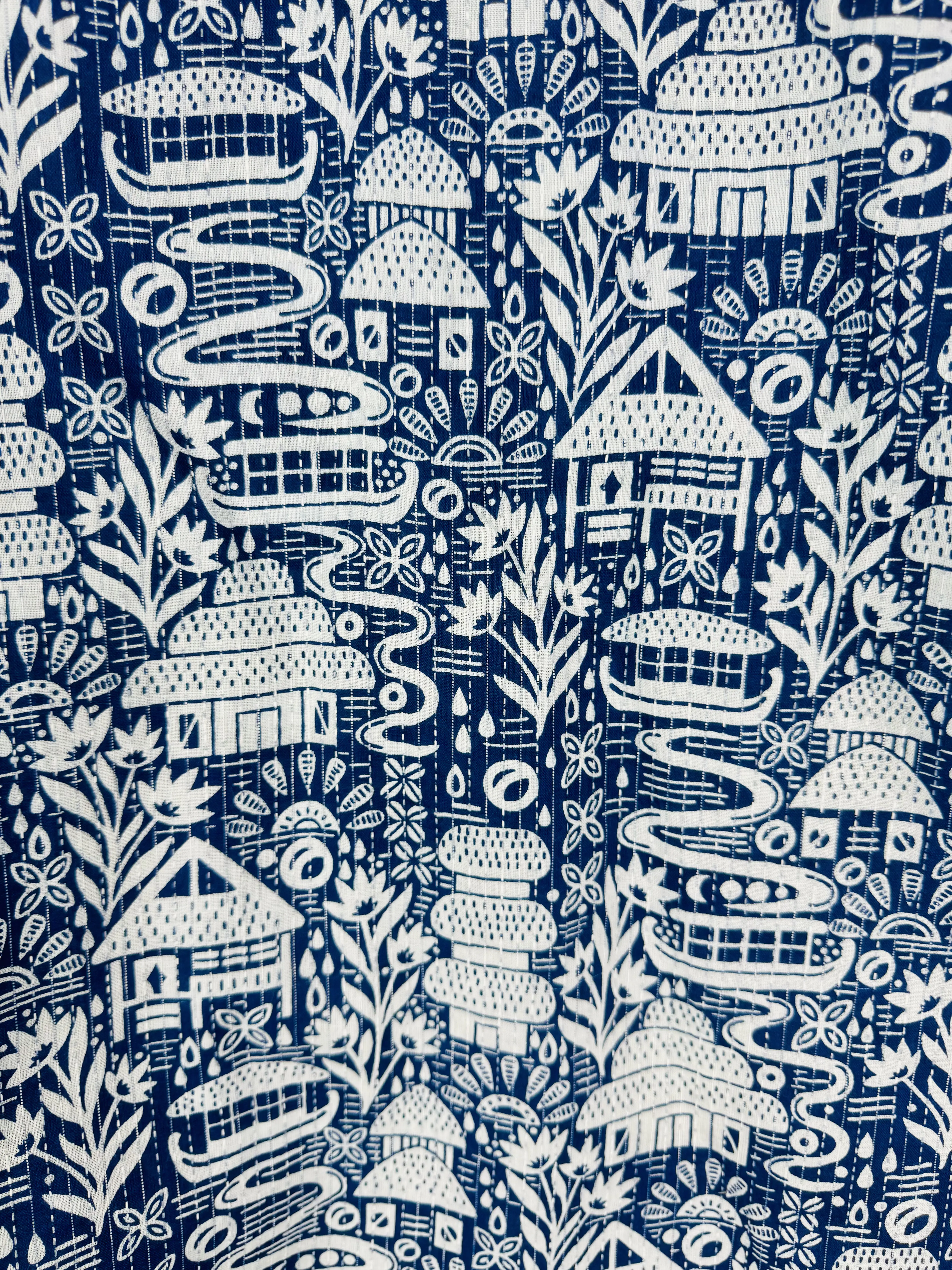 Navy Blue Kantha Village Printed Short Kurta - Image 3