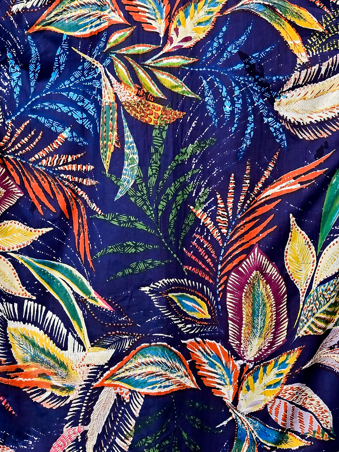 Navy – Multicolor Leaf Half-Sleeves Shirt - Image 5