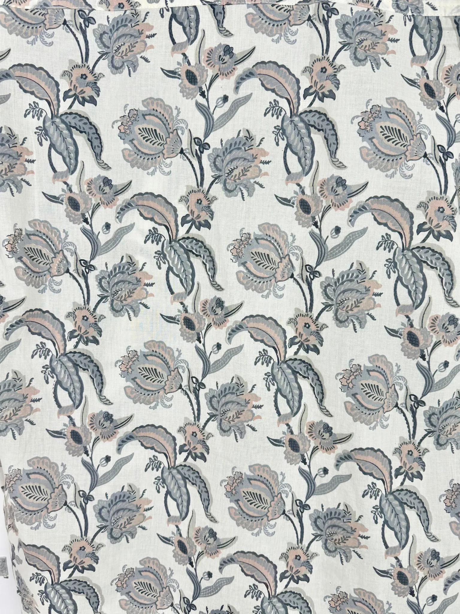 Off White Grey Floral Printed short kurta - Image 4
