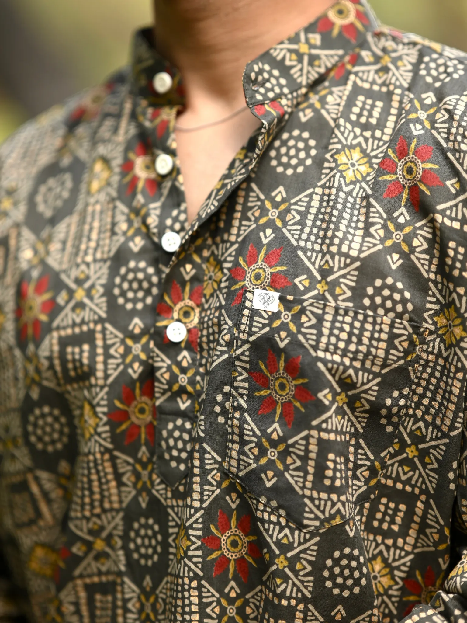 Olive Gold Mandala Short Kurta - Image 2