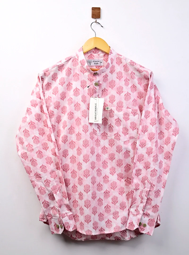 pink motifs short kurta - Image 2