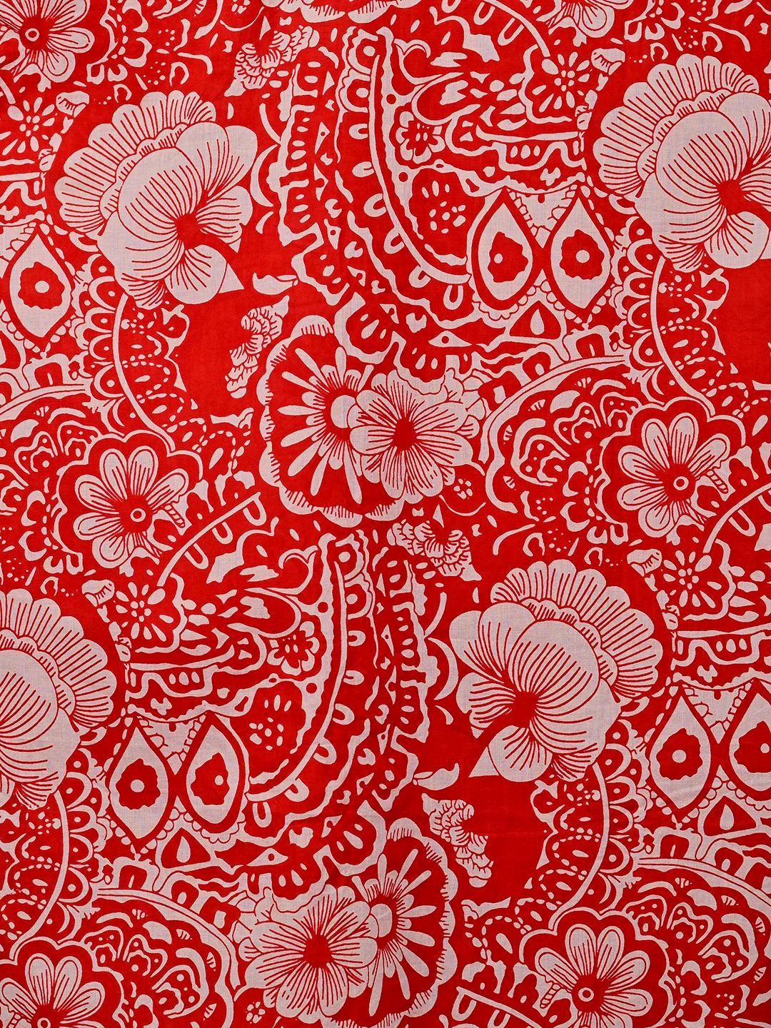 Red White Floral Printed Half Sleeves Shirt - Image 4