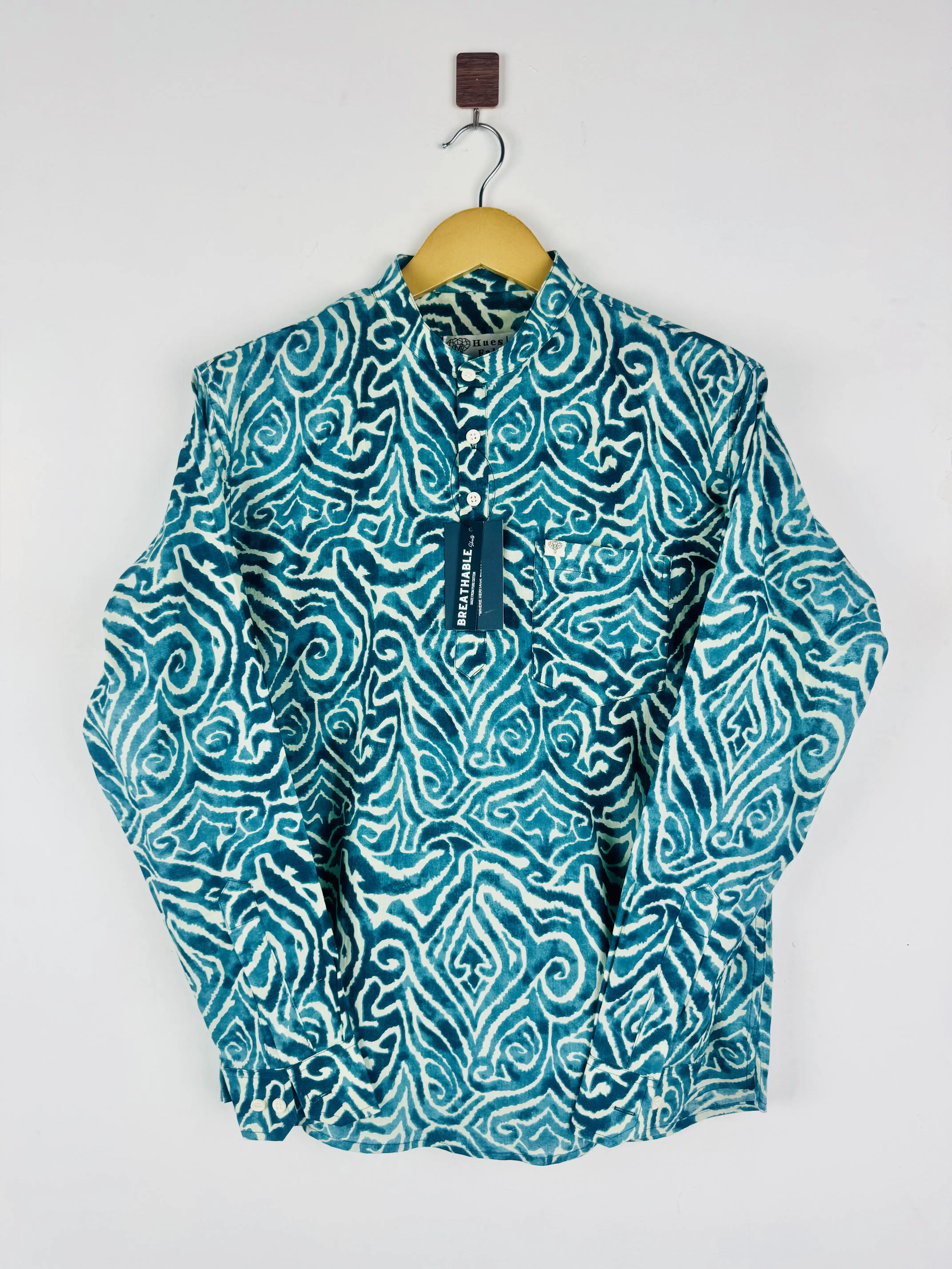 Sky Blue Abstract Printed Short Kurta - Image 2