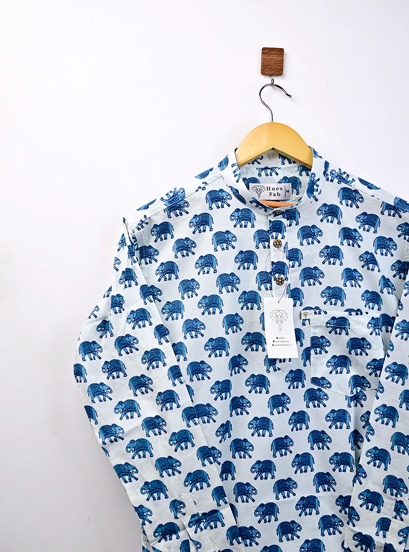 Sky Blue Elephant short kurta - Image 4