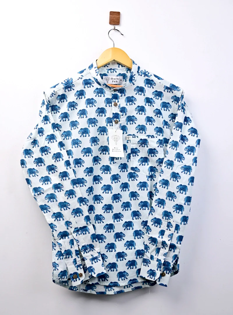 Sky Blue Elephant short kurta - Image 5