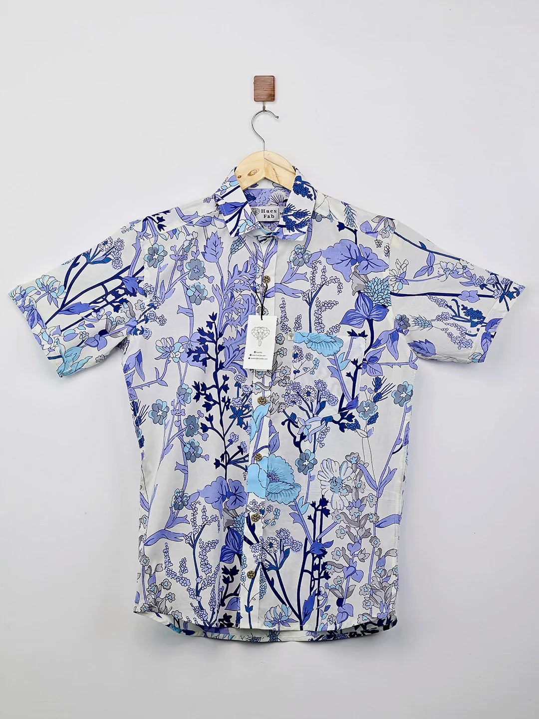 sky Blue Floral Printed Half Sleeves Shirt - Image 2