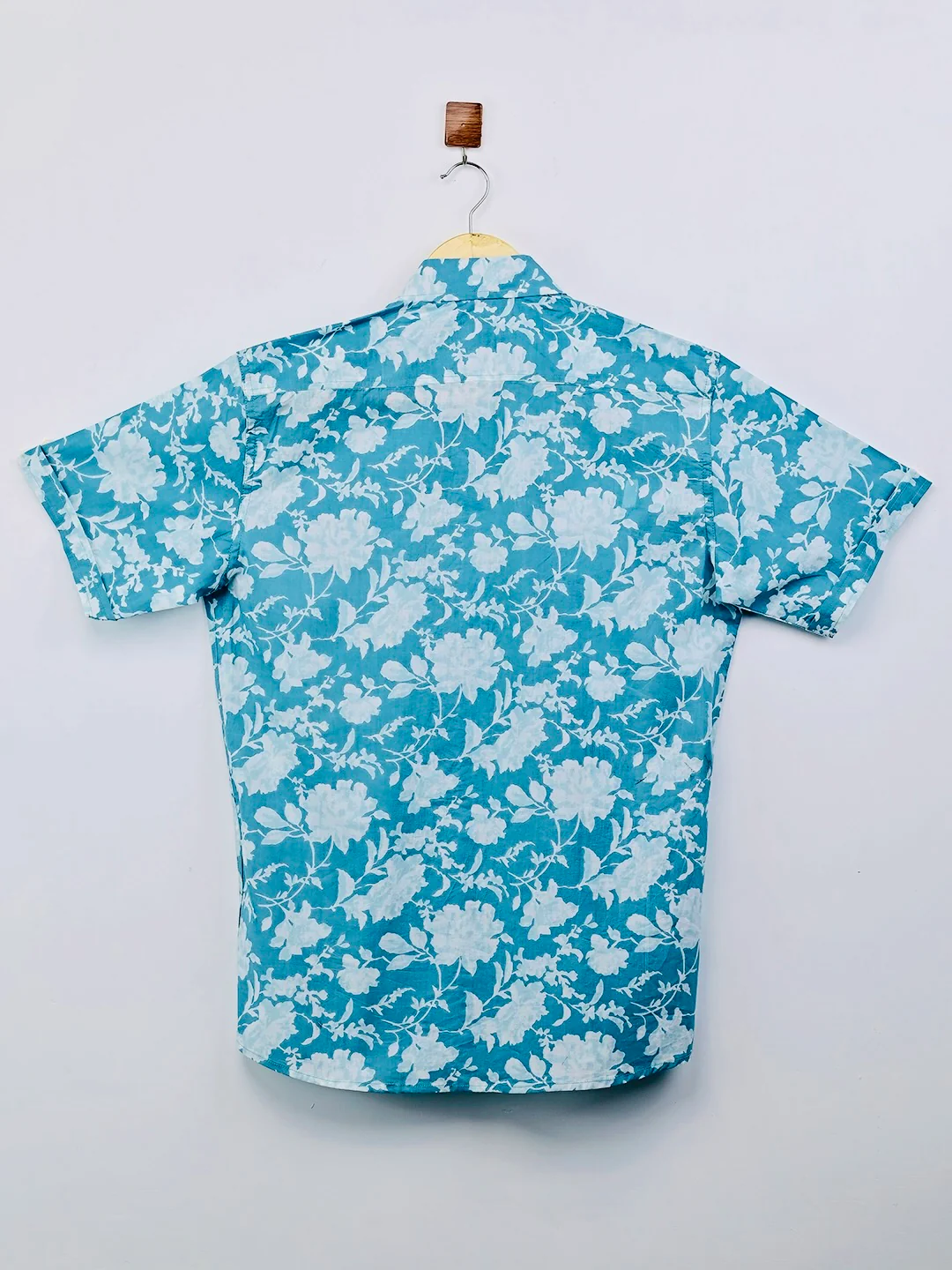 Sky Blue Flowers Half-Sleeves shirt - Image 3
