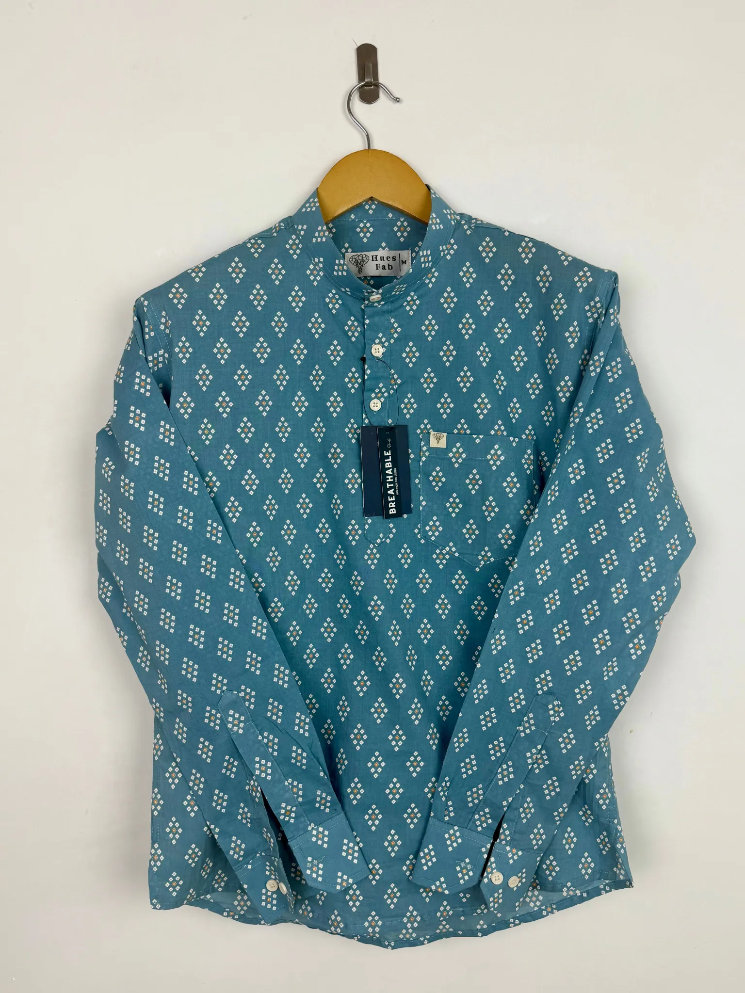 Sky blue Gold Dots Short Kurta - Image 2