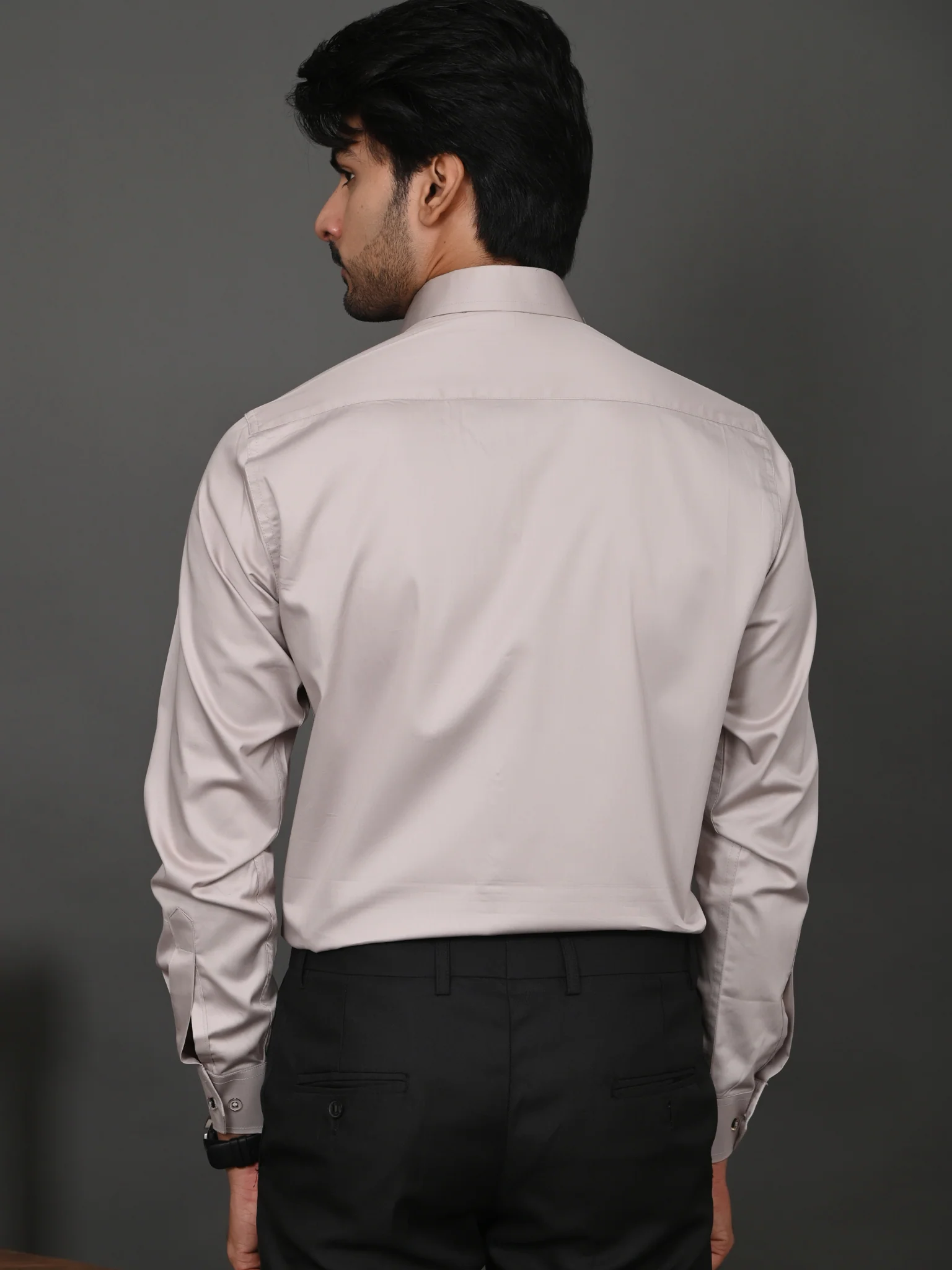 Taupe Elite Satin Shirt - Image 3