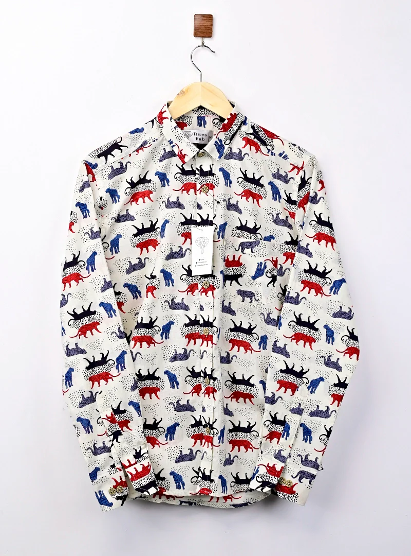 White Cheetah Printed Full Sleeves Shirt - Image 2
